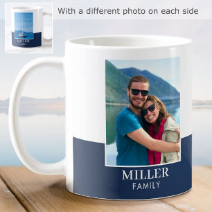 Mug Nom de famille moderne personnalisé 2 Photo Navy