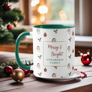 Mug Nom de famille Noël Merry and Bright