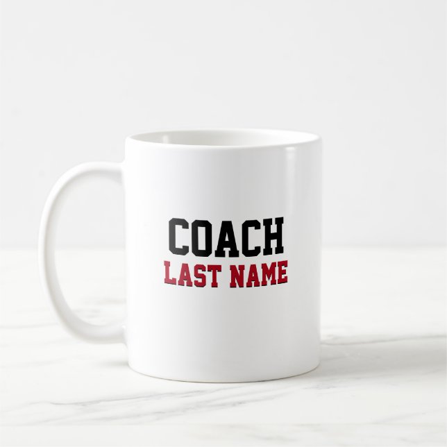 Mug Nom de famille personnalisé de l'entraîneur (Gauche)