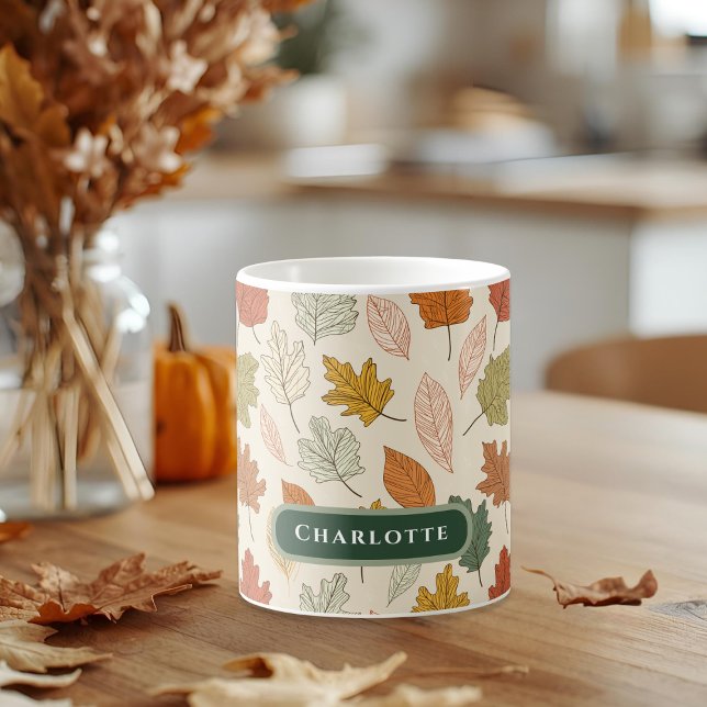 Mug Nom de feuille d'automne personnalisé Cadeau (Créateur téléchargé)