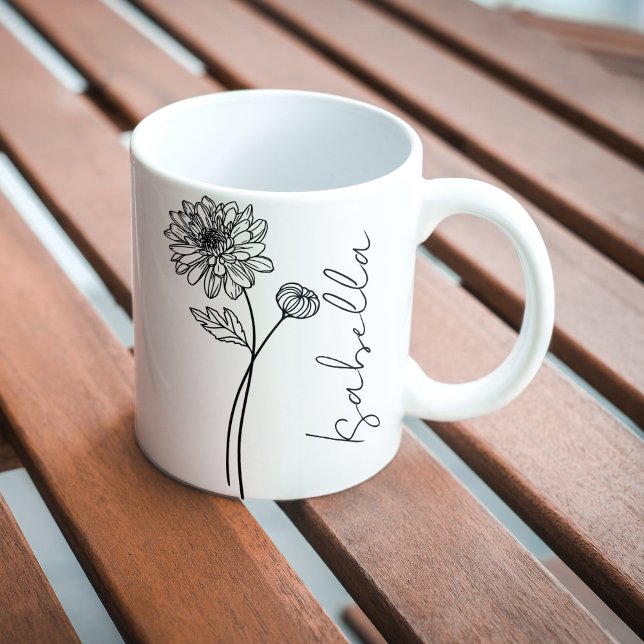 Mug Nom de fleur de naissance de novembre élégant et s (Créateur téléchargé)
