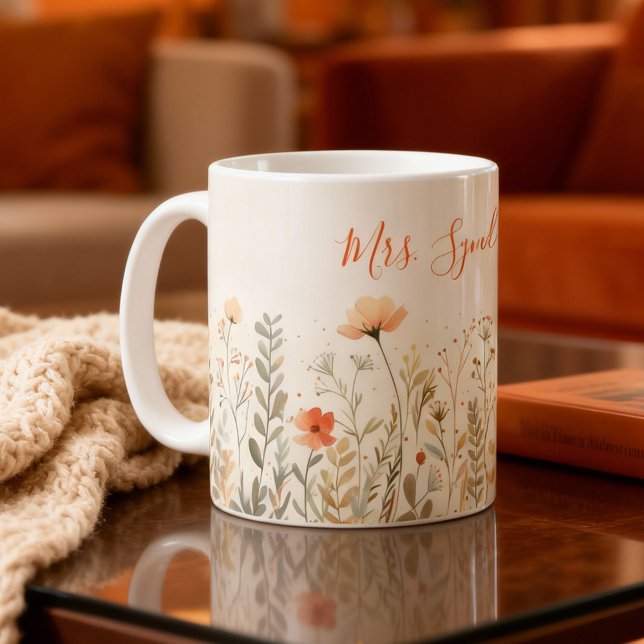 Mug Nom de fleur sauvage rose Professeur Appréciation  (Créateur téléchargé)