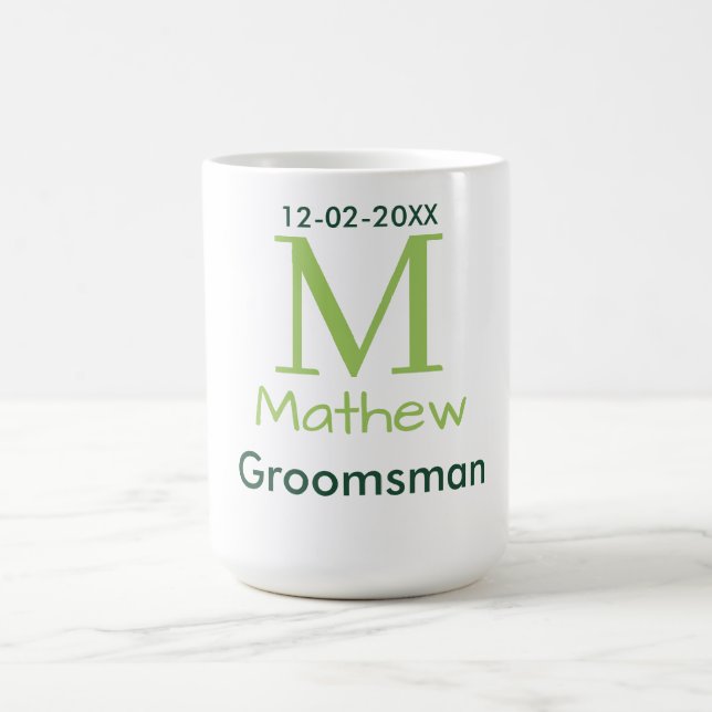 Mug nom de garçon d'honneur vert lettre date pastel ma (Centre)