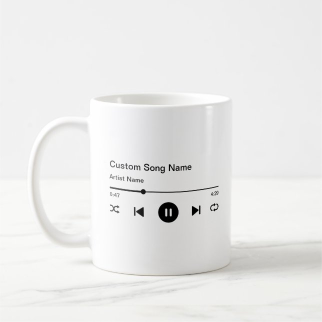 Mug Nom de la chanson personnalisée Titre et Joueur de (Gauche)