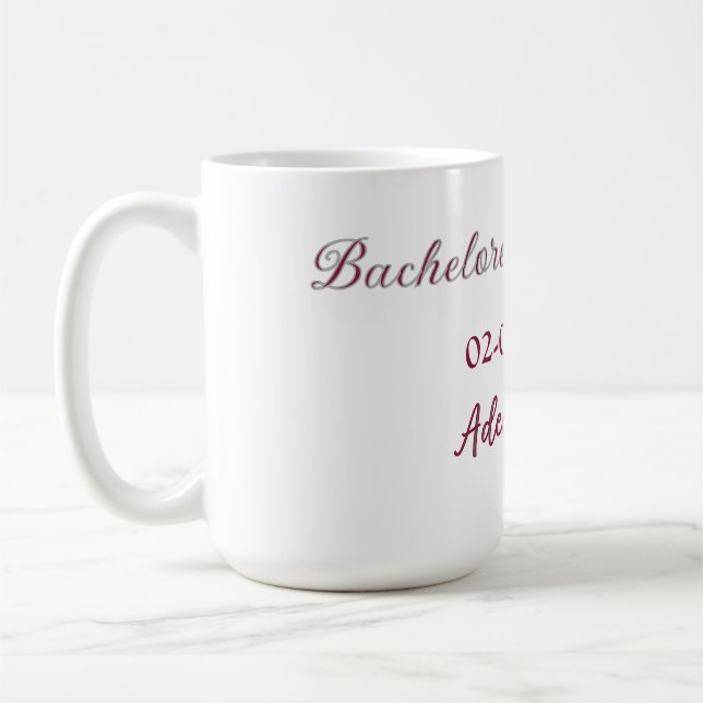 Mug nom de la fête de la future mariée maron date douc (Gauche)
