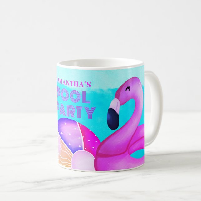 Mug Nom de la fête du pool d'anniversaire (Devant droit)