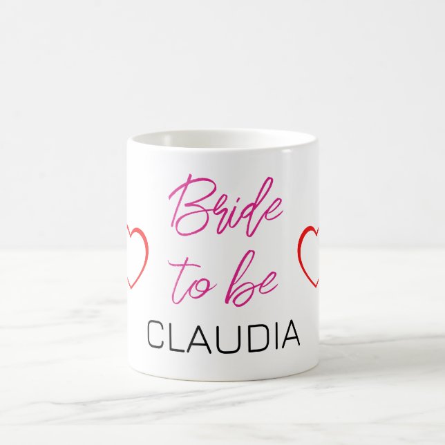 Mug Nom de la future mariée cœurs roses rouges (Centre)
