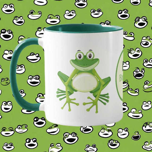 Mug Nom de la grenouille monogramme mignonne (Créateur téléchargé)