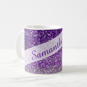 Mug Nom de la Parties scintillant Ombre violet tendanc
