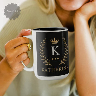 Mug Nom de la Personnaliser et premier monogramme noir