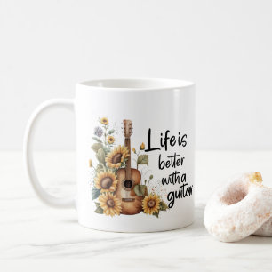 Mug Nom de la Personnaliser Guitare avec tournesol