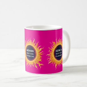 Mug Nom de l'éclipse solaire totale aquarelle rose gra