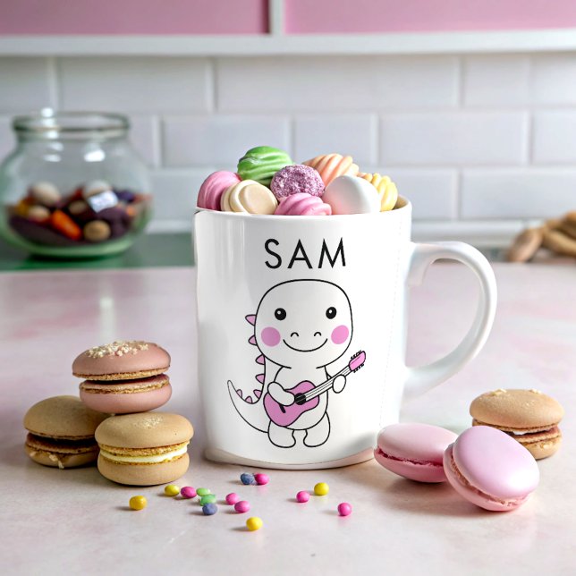 Mug Nom de l'enfant dino drôle personnalisé (Créateur téléchargé)
