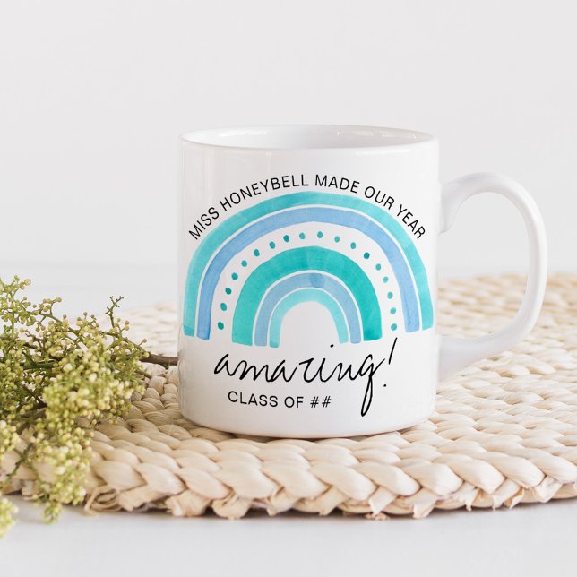 Mug Nom de l'enseignant Classe incroyable de | Doodle  (Amazing Teacher gift mug with rainbow)