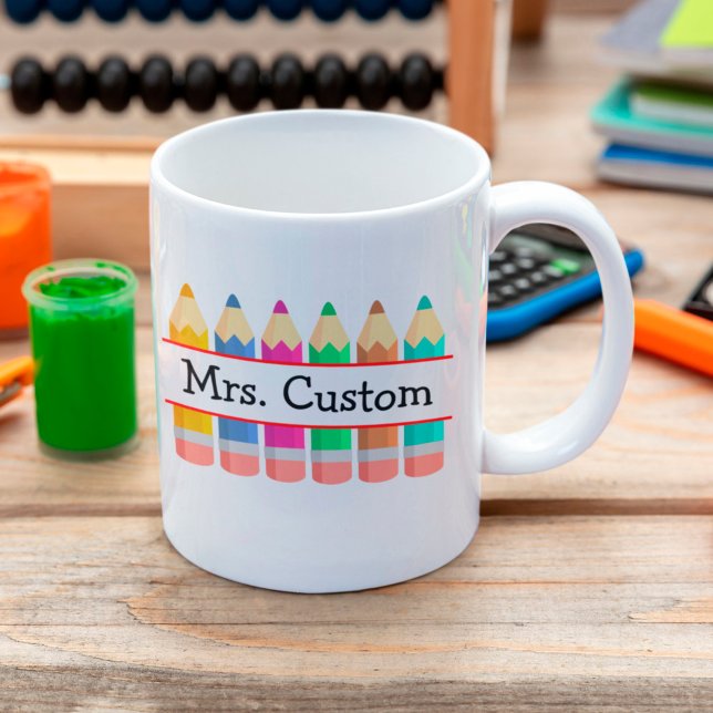 Mug Nom De L'Enseignant Personnalisé Avec Crayons (Créateur téléchargé)