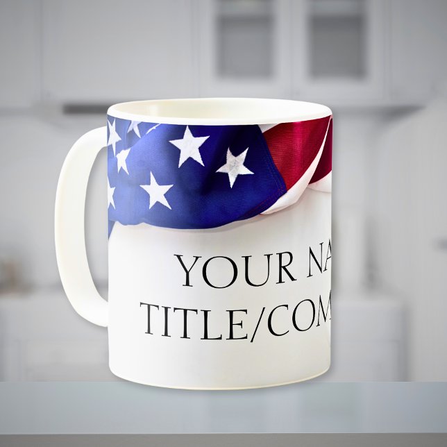 Mug Nom de l'entreprise du drapeau américain  (American Flag Company Name Coffee Mug)