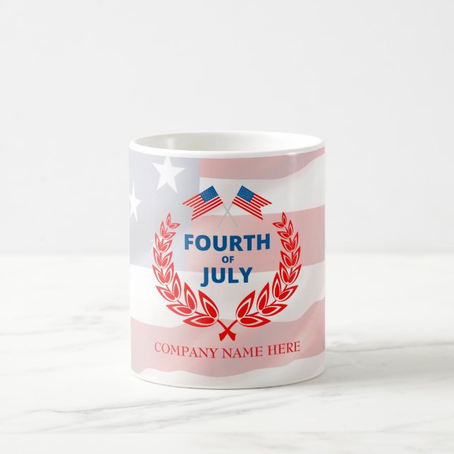 Mug Nom de l'entreprise personnalisée 4 juillet Drapea (Centre)