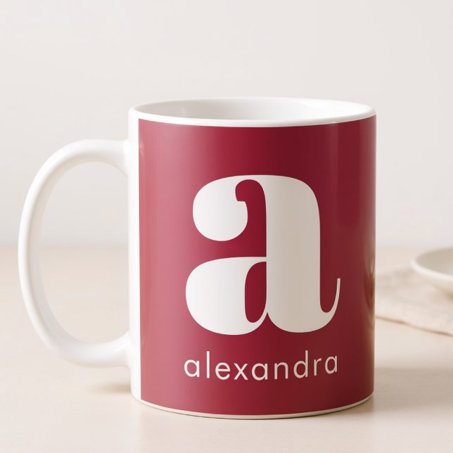 Mug Nom de lettre initiale monogramme rose simple mode (Créateur téléchargé)
