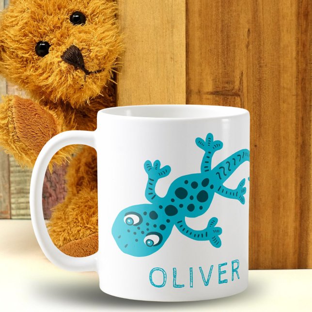 Mug Nom de lézard Gecko Bleu Mignon pour Enfants (Créateur téléchargé)