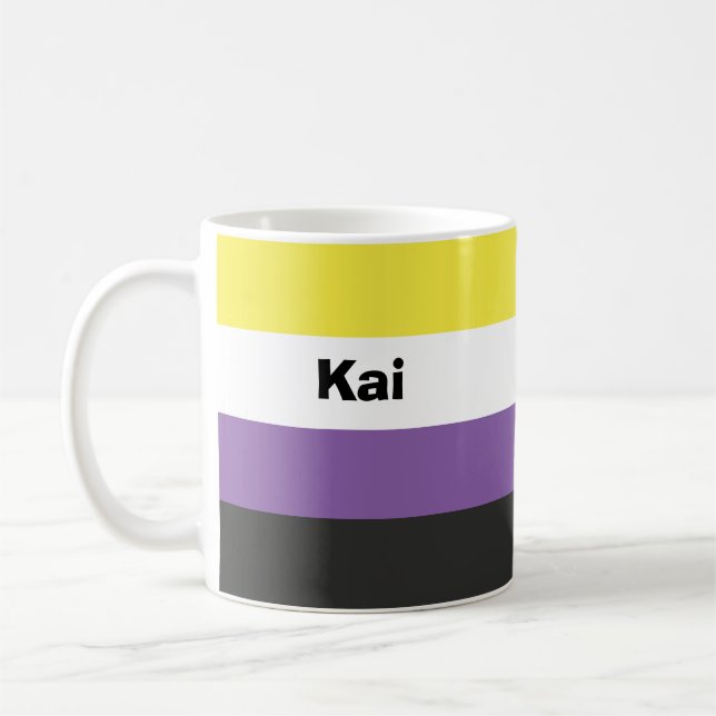 Mug Nom de l'indicateur de la fierté non binaire ou mo (Gauche)