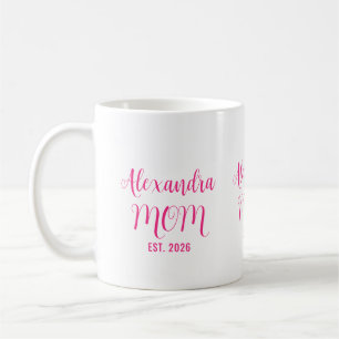 Mug Nom de maman personnalisé Établie Écriture rose 