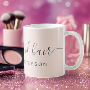Mug Nom de maquillage rose pâle et tendance moderne
