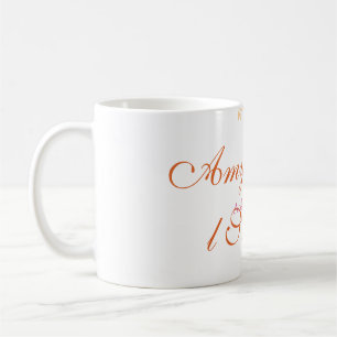 Mug nom de mariage à ruban orange rétro gras dessiné à