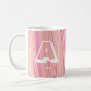 Mug Nom de monogramme Abstrait Marbre Rose rose