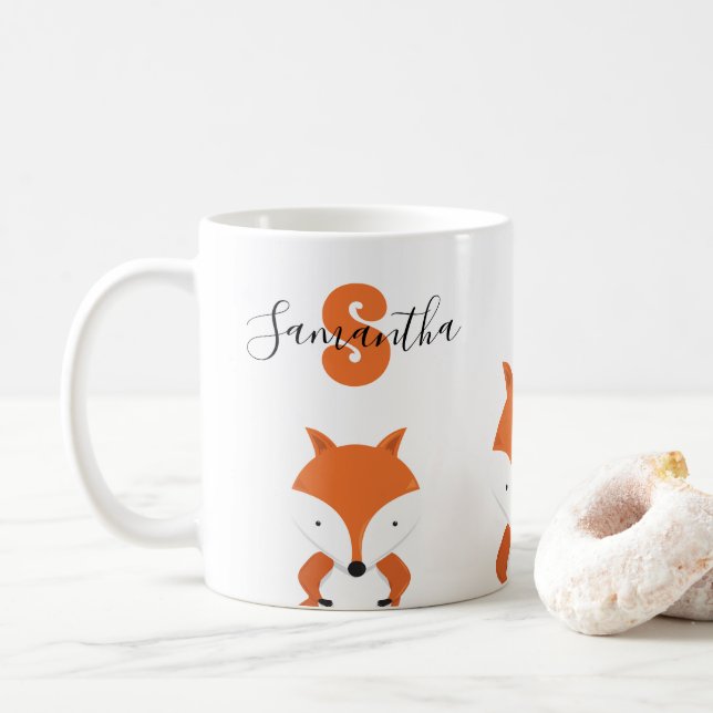 Mug Nom de monogramme Fox (Avec donut)