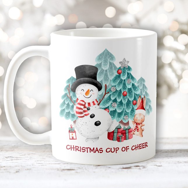 Mug Nom de Noël du joyeux bonhomme de neige (Cute Happy Snowman Christmas Name Coffee Mug)