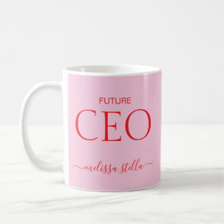 Mug Nom de PDG du futur rose moderne | Cadeau féminin