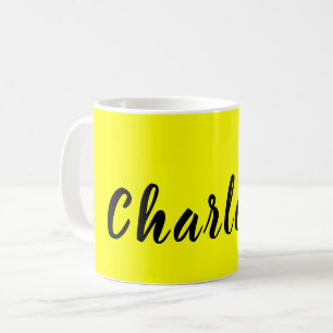Mug Nom de personnalisation noir   Couleur jaune néon