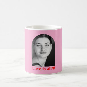 Mug Nom de photo personnalisé amour minimaliste rose r
