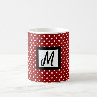 Mug Nom de point Polka blanc et rouge classique Tea in