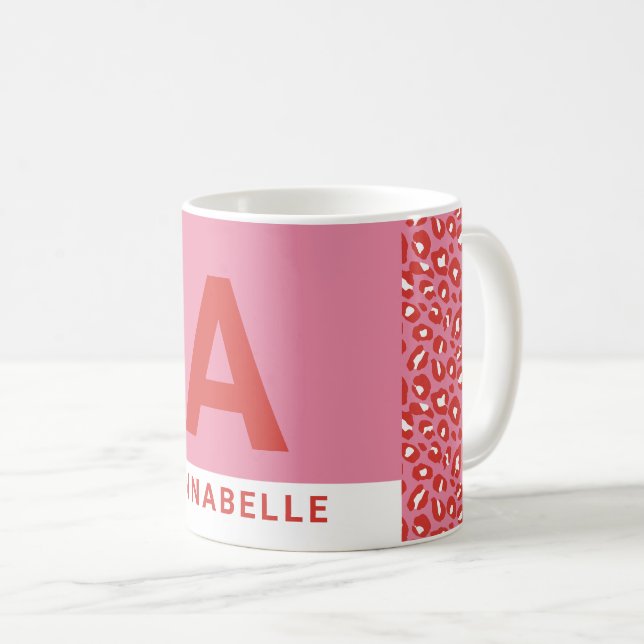 Mug Nom de poster de animal rose moderne bold colorblo (Devant droit)