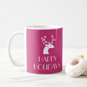 Mug Nom de renne de Noël de rose BONNES FÊTES