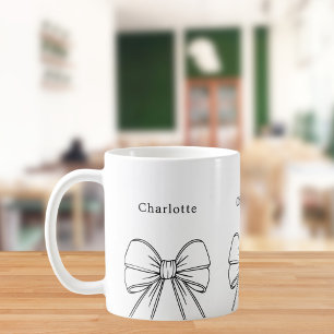 Mug Nom de script à ruban noir et blanc