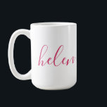 Mug Nom de script Cadeau personnalisé Rose Blanc<br><div class="desc">Une superbe bouteille d'eau présentant un nom personnalisé dans une police de caractères moderne et élégante. En rose et blanc. Merveilleux comme cadeau pour la fête des mères,  les vacances,  un anniversaire,  une crémaillère ou pour une demoiselle d'honneur.</div>