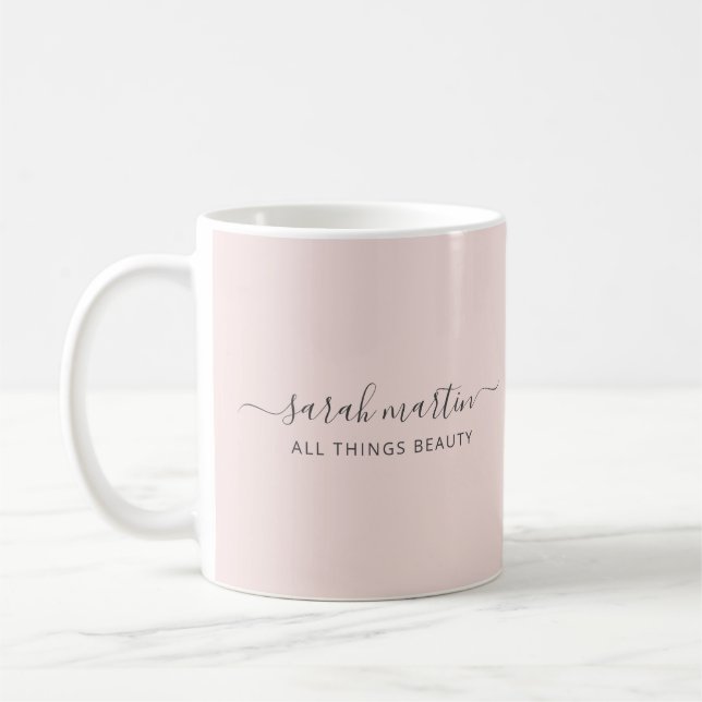 Mug Nom de script élégant Business Blush Pink (Gauche)