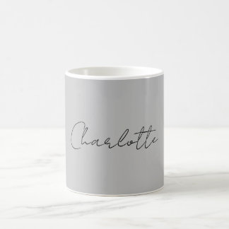 Mug Nom de script manuscrit minimaliste Gris