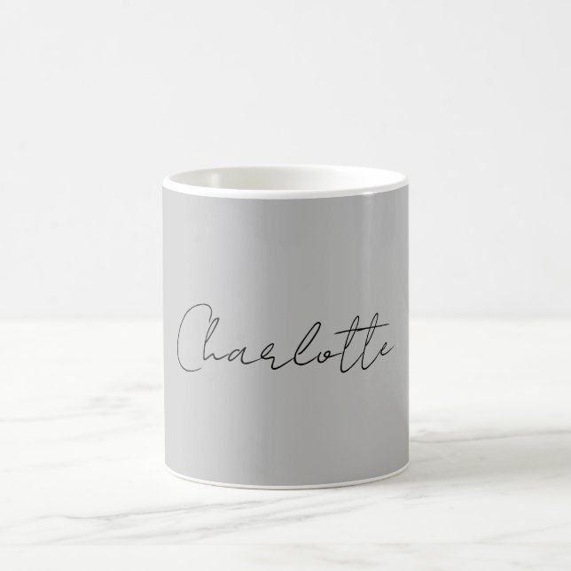 Mug Nom de script manuscrit minimaliste Gris (Centre)
