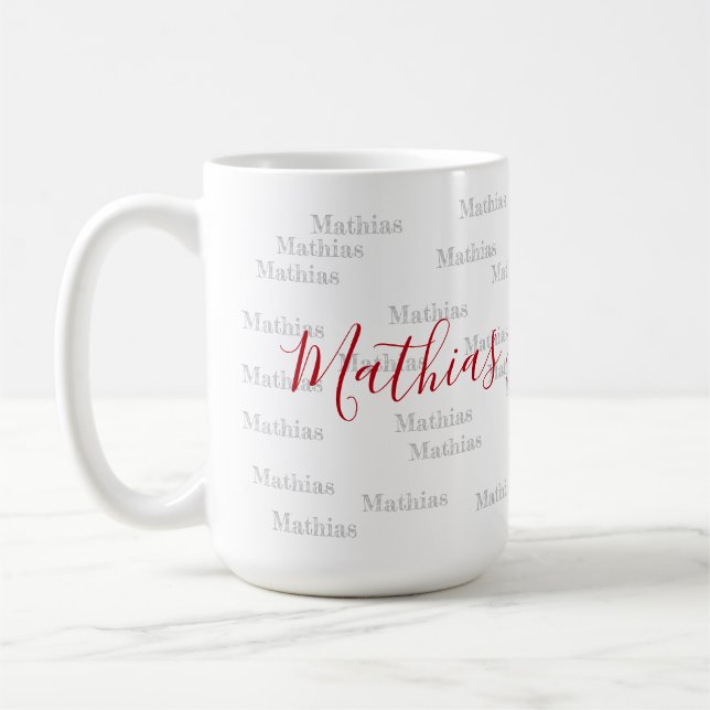 Mug nom de style de police manuscrit sur personnalisat (Gauche)