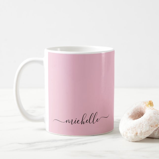 Mug Nom de texte de script personnalisé couleur rose b (Avec donut)