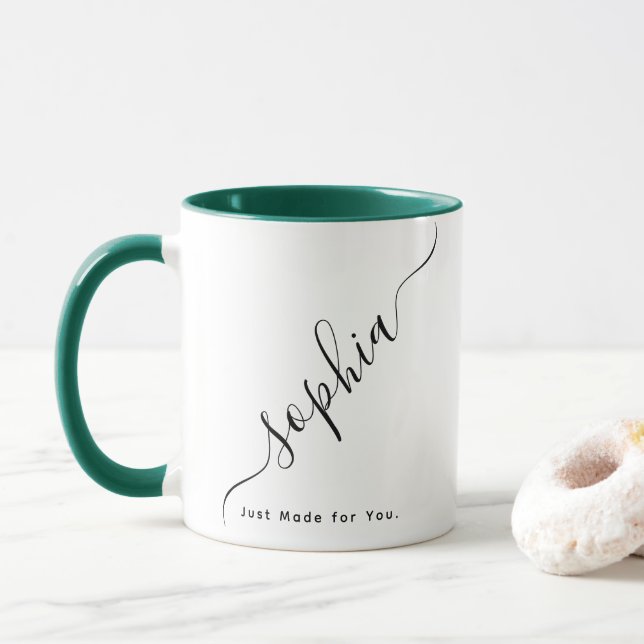 Mug Nom de typographie personnalisée Café (Avec donut)