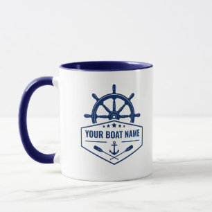Mug Nom de votre bateau Ancre nautique Oars Helm 2 Ton