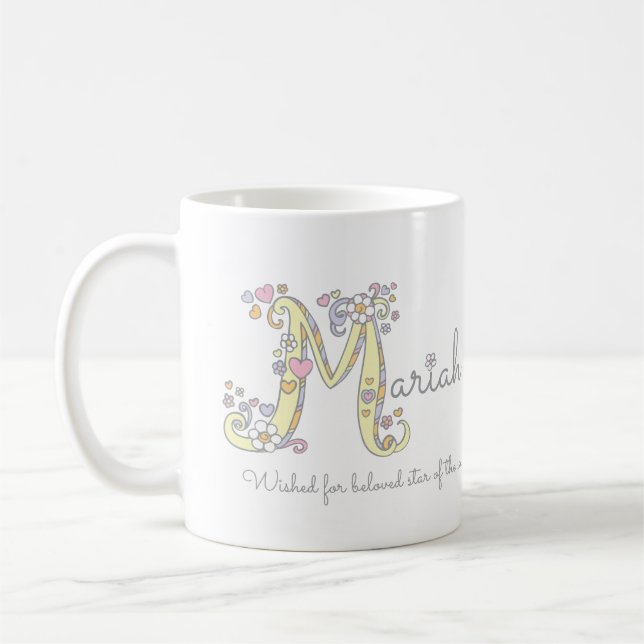 Mug Nom décoratif de la lettre M de Mariah avec la (Gauche)
