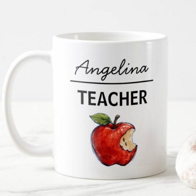 Mug Nom d'ENSEIGNANT personnalisé Cadeau Apple (Créateur téléchargé)