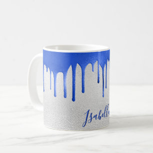Mug Nom des gouttes bleues d'argent