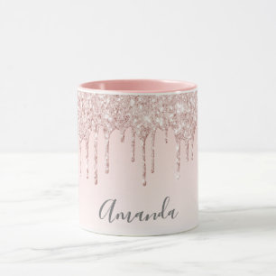 Mug Nom des gouttes d'or rose