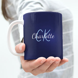 Mug Nom des initiales du monogramme bleu marine
